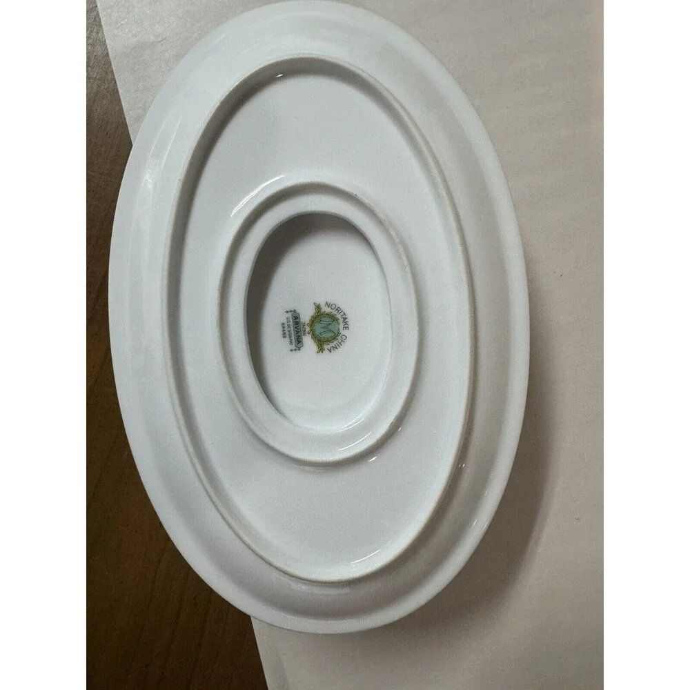 Noritake Arvana Japan Gravy Boat Attached Under‎ Plate 89483
